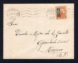 MEXICO - 1916 - SILVER CURRENCY ISSUE: Cover franked with single 1916 5c orange with 'G.P.DE M' Silver currency overprint (SG 314) tied by PUEBLA cds dated 30 DIC 1916. Addressed to MEXICO CITY with arrival mark on reverse.  (MEX/41473)