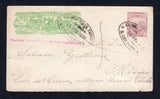 MEXICO - 1896 - POSTAL STATIONERY & EXPRESS COMPANIES: 10c purple + 15c green 'Wells Fargo Express Company' postal stationery envelope (UPSS #WF102, H&G B86) used with two strikes of oval EXPRESS WELLS FARGO Y CIA S. LUIS POTOSI MEX cancel in black dated 18 FBR 1896. Addressed to MEXICO CITY with straight line 'CARTERO No.2' and three line 'RECIBIDO 20 FEBR 96 MEXICO' arrival marks in red on reverse.  (MEX/41520)