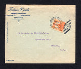 MEXICO - 1914 - CIVIL WAR & US POSTAL AGENCY: Printed 'Federico Vasela, Comisiones y Consignaciones, Veracruz' agents cover franked with single 1910 5c orange (SG 286) tied by fine strike of VERACRUZ, MEX U.S.M.AG. '2' duplex cancel in black dated AUG 10 1914. Addressed to MEXICO CITY with arrival marks on reverse.  (MEX/41599)