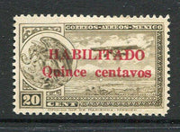 MEXICO - 1931 - AIRMAILS: 15c on 20c sepia AIR surcharge issue perf 12, a fine mint copy. (SG 515)  (MEX/5518)