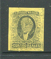 MEXICO - 1861 - HIDALGO ISSUE: 4r grey black on yellow HIDALGO ISSUE without district overprint, a very fine unused copy, four large margins. (SG 11b, Follansbee #9Aa)  (MEX/7353)