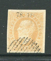 MEXICO - 1866 - MAXIMILLIAN ISSUE: 25c orange buff LITHO MAXIMILLIAN issue with '78 - 1866' Invoice number and date only, issued to 'APAM' district, a fine used copy four margins with circular 'Bars' remainder cancel. (SG 38f, Follansbee #49)  (MEX/7527)