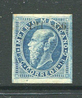 MEXICO - 1866 - MAXIMILLIAN ISSUE: 13c blue ENGRAVED MAXIMILLIAN issue with '131 - 866' Invoice number and date only, issued to 'IXTLAHUACA' district, a fine mint copy with four margins. Scarce district. (SG 41a, Follansbee #53B)  (MEX/7572)