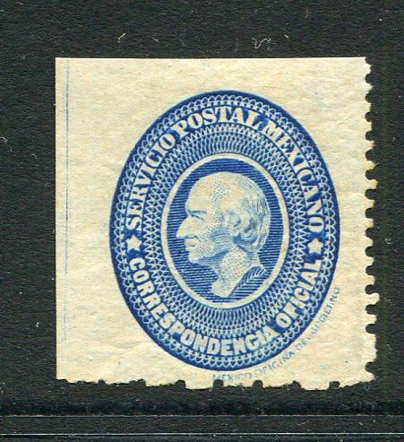 MEXICO - 1884 - OFFICIALS: Blue 'Hidalgo Medallion' OFFICIAL issue compound perf 11 x 5½, a fine mint copy. Underrated issue. (SG O160d, Follansbee #O6C)  (MEX/882)
