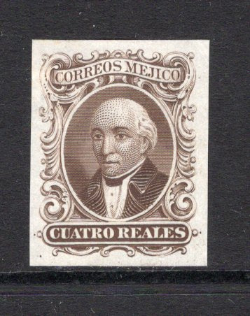 MEXICO - 1864 - PROOF: 4r brown 'American Banknote Co.' HIDALGO issue, a fine IMPERF PROOF on thin white paper. (SG 17)  (MEX/9352)