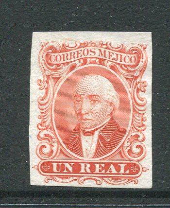 MEXICO - 1864 - PROOF: 1r red 'American Banknote Co.' HIDALGO issue, a fine IMPERF PROOF on thin white paper. (SG 15)  (MEX/9354)