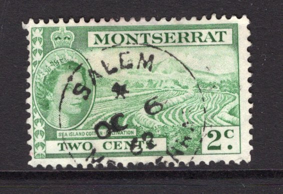 MONTSERRAT - 1953 - CANCELLATION: 2c green QE2 issue used with fine strike of SALEM cds dated OC 6 1962. (SG 138)  (MNT/40504)