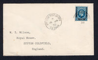 MOROCCO AGENCIES - 1938 - CANCELLATION: Cover franked with single 1935 1p on 10d turquoise blue GV issue overprinted in Spanish currency (SG 159) tied by BRITISH POST OFFICE TETUAN cds dated 16 JAN 1938 with second strike alongside. Addressed to UK.  (MOR/29599)