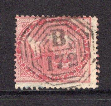 MALAYA - STRAITS SETTLEMENTS - 1856 - INDIA USED IN MALAYA: 8a carmine QV issue of India used with fine central strike of octagonal 'B 172' cancel of SINGAPORE in black. (SG Z78)  (MYA/28368)