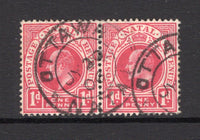 NATAL - 1904 - CANCELLATION: 1d rose carmine EVII issue, a pair used with fine strike of OTTAWA cds dated JUL 20 1906. (SG 147)  (NAT/24624)