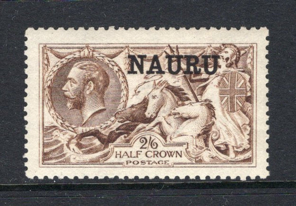 NAURU - 1916 - GV ISSUE: 2/6 brown GV 'Seahorse' issue, worn plate with 'NAURU' overprint, a fine mint copy. (SG 21)  (NAU/38073)