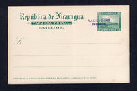 NICARAGUA - 1908 - POSTAL STATIONERY: 'VALE 4 C-1908 INTERIOR' on 5c green 'Momotombo' postal stationery card (H&G 70). A fine unused example.  (NIC/10205)