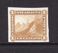 NICARAGUA - 1862 - PROOF: 1c bistre 'Volcano' issue a fine IMPERF PLATE PROOF on thin paper. Ex ABNCo. Archive. (As SG 3)  (NIC/20218)