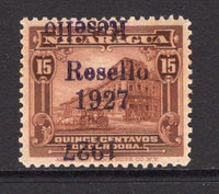 NICARAGUA - 1927 - VARIETY: 15c red brown with 'Resello 1927' in violet, a fine mint copy with variety OVERPRINT DOUBLE ONE INVERTED. (SG 545b)  (NIC/25089)