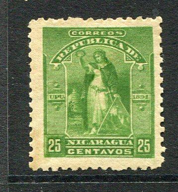 NICARAGUA - 1894 - SEEBECK ISSUE & UNISSUED: 25c yellow green 'Seebeck' UNISSUED type, a fine mint copy.  (NIC/30441)