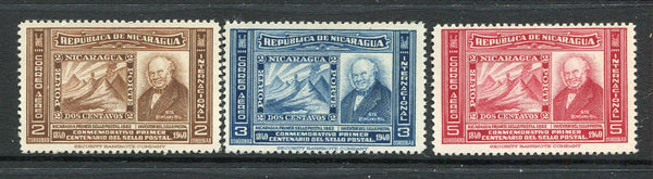 NICARAGUA - 1941 - COMMEMORATIVES: 'Centenary of the First Postage Stamp' Rowland Hill issue, the set of three fine unmounted mint. (SG 1047/1049)  (NIC/30507)