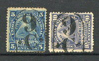 NICARAGUA - 1882 - CANCELLATION: 5c blue and 10c slate violet 'UPU' issue both used with fine complete strikes of '9 C' cancel of CORINTO in black. (SG 22/23)  (NIC/34641)