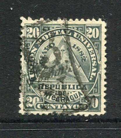 NICARAGUA - 1882 - CANCELLATION: 20c grey 'UPU' issue used with fine complete strike of '13 N' cancel of SAN JUAN DEL NORTE in black. (SG 25)  (NIC/34649)