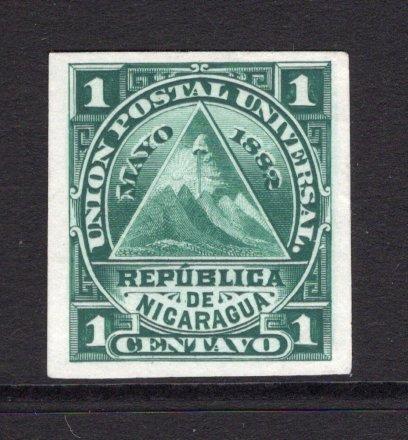 NICARAGUA - 1882 - PROOF: 1c green 'UPU' issue, a fine IMPERF PLATE PROOF on thin white paper. Ex ABNCo. Archive. (SG 20)  (NIC/37003)