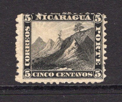 NICARAGUA - 1862 - CLASSIC ISSUES: 5c black on yellowish paper 'Volcano' issue a fine unused copy. Scarce. (SG 2)  (NIC/37861)