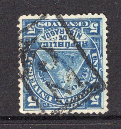 NICARAGUA - 1882 - CANCELLATION: 5c blue 'UPU' issue used with good complete strike of '5 M' cancel of MASAYA in black. (SG 22)  (NIC/37871)