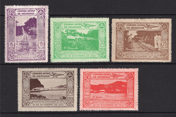NICARAGUA - 1932 - COMMEMORATIVES: 'Opening of Rivas Railway' AIR issue the set of five from the original printing, superb unused. Scarce and underrated issue. (SG 731/735)  (NIC/38740)