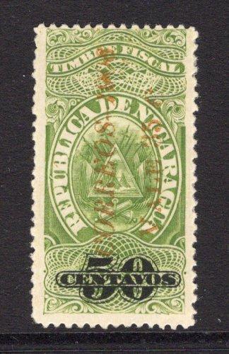 NICARAGUA - 1908 - PROVISIONAL ISSUE: 35c on 50c green 'Revenue' issue a fine mint copy. (SG 267)  (NIC/4720)