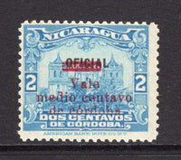 NICARAGUA - 1921 - VARIETY: ½c on 2c blue 'Provisional' issue with variety 'DC FOR DE', a fine unused copy. (SG 444b)  (NIC/4776)