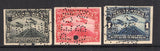 NICARAGUA - 1929 - PROOFS: 25c blackish green, 50c carmine and 1 cor deep blue AIR issue IMPERF PROOFS on gummed paper PERFORATED 'A.B.N.Co. SPECIMEN'. (As SG 631/633)  (NIC/4836)