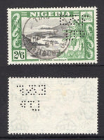 CAMEROONS U.K.T.T. - 1954 - PERFIN: 2/6 black & green QE2 issue with 'E & F LTD' PERFIN of 'Elder & Fyffes Ltd' fine used with central strike of TIKO CAMEROONS U.K.T.T. cds dated 21 APR 1954. Scarce. (SG 77)  (NIG/11456)