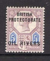 NIGERIA - OIL RIVERS PROTECTORATE - 1892 - QV ISSUE: 5d dull purple & blue QV issue with 'BRITISH PROTECTORATE OIL RIVERS' overprint, a fine mint copy. (SG 5)  (NIG/14820)