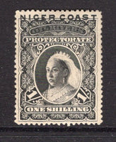 NIGERIA - NIGER COAST PROTECTORATE - 1894 - NIGER COAST PROTECTORATE - QV ISSUE: 1/- black QV issue, perf 14½-15, a fine mint copy. (SG 50)  (NIG/14828)