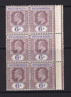NIGERIA - NORTHERN NIGERIA - 1906 - MULTIPLE: 6d dull purple & violet EVII issue, a fine mint side marginal block of six. (SG 15)  (NIG/14844)