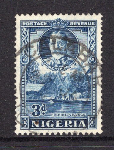 NIGERIA - 1936 - GV ISSUE: 3d blue GV issue perf 12½ x 13½, a fine cds used copy. (SG 38a)  (NIG/14865)