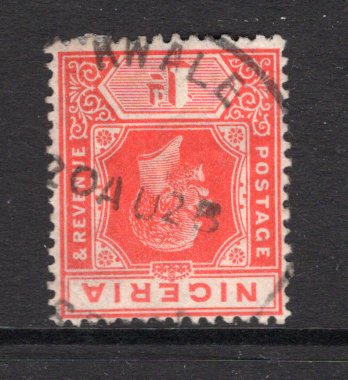 NIGERIA - 1921 - CANCELLATION: 1d rose carmine GV issue used with good strike of KWALE skeleton cds dated 20 AUG 1925. (SG 16)  (NIG/17645)