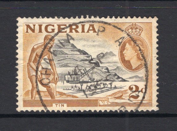 NIGERIA - 1953 - CANCELLATION: 2d black & ochre QE2 issue fine used with fine strike of OHAFIA PA 'Skeleton' cds dated 14 SEP 1945. (SG 72a)  (NIG/25945)