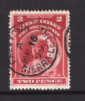NIGERIA - NIGER COAST PROTECTORATE - 1897 - CANCELLATION: 2d lake QV issue, watermark 'Crown CA', perf 14½ - 15, a fine used copy with good strike of FREETOWN SIERRA LEONE cds dated MAR 15 1899. (SG 68)  (NIG/28693)