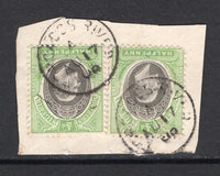 NIGERIA - 1903 - SOUTHERN NIGERIA - CANCELLATION: ½d grey black & pale green EVII issue two copies used on piece tied by two strikes of FORCADOS RIVER Niger Coast Protectorate type cds dated AUG 17 1902. Nice cross over use. (SG 21)  (NIG/28910)