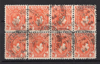 NIGERIA - 1938 - CANCELLATION & MULTIPLE: 2½d orange GVI issue, a superb used block of eight with PORT HARCOURT cds's dated 5 MAY 1944. (SG 52b)  (NIG/34876)