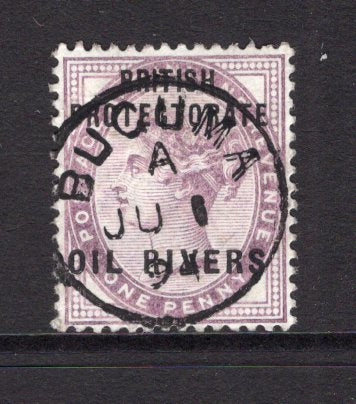NIGERIA - OIL RIVERS PROTECTORATE - 1892 - CANCELLATION: 1d lilac QV issue with 'BRITISH PROTECTORATE OIL RIVERS' overprint, a fine used copy with superb complete central strike of BUGUMA cds dated JU 1 1894. Very scarce. (SG 2)  (NIG/40507)