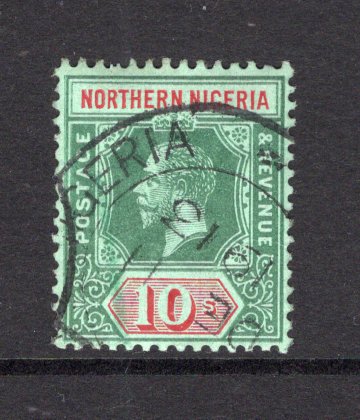 NIGERIA - NORTHERN NIGERIA - 1912 - GV ISSUE: 10/- green & red on green GV issue, a superb used copy with cds dated DE 11 1913. Fine deep colour. (SG 51)  (NIG/40888)