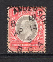 NYASALAND - 1903 - CANCELLATION: 1a grey & carmine EVII issue used with good part strike of large FORT ANDERSON B.C.A. squared circle cds dated AP 14 1905. (SG 59)  (NYA/25955)