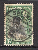 NYASALAND - 1945 - CANCELLATION: 1d black & emerald GVI issue used with fine strike of SALIMA cds dated 23 AUG 1947. (SG 145)  (NYA/25965)