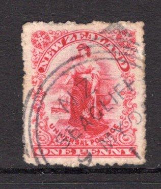 NEW ZEALAND - 1903 - CANCELLATION: 1d carmine 'Universal' issue used with good strike of SEACLIFF squared circle cds (Type F - rated scarcity 5 in Wooders) date unclear. (SG 278)  (NZL/6755)