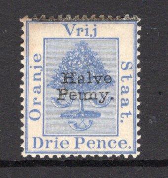 ORANGE FREE STATE - 1896 - VARIETY: 'Halve Penny' on 3d ultramarine 'Provisional' issue, a fine mint copy with variety 'PEUNY FOR PENNY'. (SG 77 & 79)  (OFS/15090)