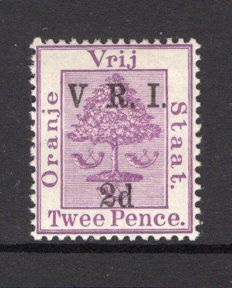 ORANGE FREE STATE - 1900 - VARIETY: 2d on 2d bright mauve 'V.R.I.' overprint issue with 'Level Stops', a fine mint copy with variety 'NO STOP AFTER V'. (SG 103a)  (OFS/15095)