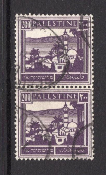 PALESTINE - 1927 - PICTORIAL ISSUE: 200m blackish violet 'Sea of Galilee' issue, a fine cds used pair. (SG 103b)  (PAL/15221)