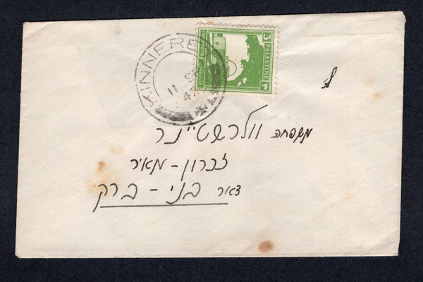 PALESTINE - 1942 - CANCELLATION: Small unsealed cover franked with single 1927 3m yellow green (SG 91) tied by KINNERET cds. Addressed to TEL AVIV.  (PAL/21945)
