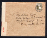 PALESTINE - 1940 - DESTINATION & CENSORED MAIL: Cover franked with single 1927 20m dull olive green (SG 99) tied by HAIFA cds dated DEC 1944, censored with red on white 'OPENED BY CENSOR 69/14333 P.C.22' censor labels at left. Addressed to PERU with arrival mark dated FEB 26 1945 on reverse. A rare destination.  (PAL/21958)