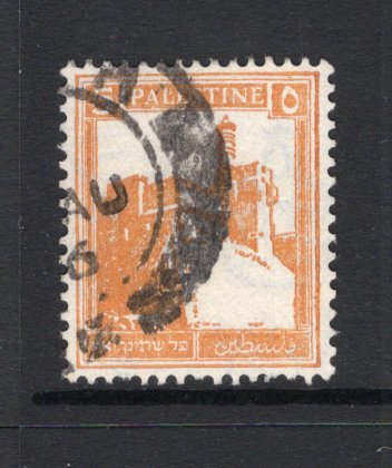 PALESTINE - 1927 - COIL ISSUE: 5m yellow 'Citadel of Jerusalem' COIL issue perf 14½ x 14, a fine cds used copy. (SG 93ac)  (PAL/39799)
